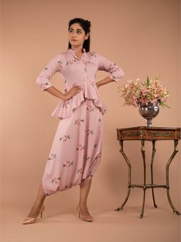 Pasha India - Tuberose Pink Peplum Dhoti Jumpsuit