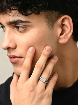 CLARA - 925 Silver Adjustable Platinum Plated Swiss Zirconia Magnus Men Ring