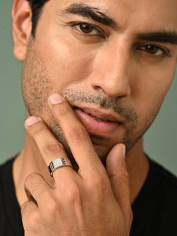 CLARA - 925 Silver Adjustable Platinum Plated Swiss Zirconia Leon Men Ring