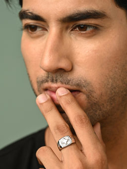 CLARA - 925 Silver Adjustable Platinum Plated Star Men Ring