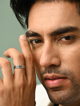 CLARA - 925 Silver Adjustable Oxidized Chess Men Ring