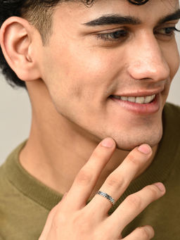 CLARA - 925 Silver Adjustable Oxidized Cross Men Ring