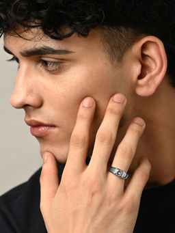 CLARA - 925 Silver Adjustable Platinum Plated Noel Asscher Solitaire Men Ring