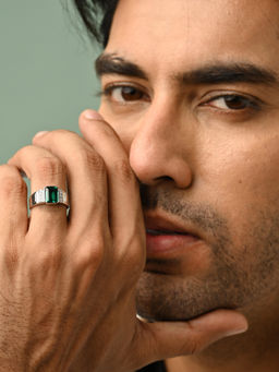 CLARA - 925 Silver Adjustable Platinum Plated Swiss Zirconia Alvaro Men Ring