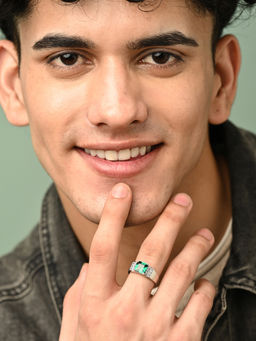 CLARA - 925 Silver Adjustable Platinum Plated Swiss Zirconia Prince Men Ring