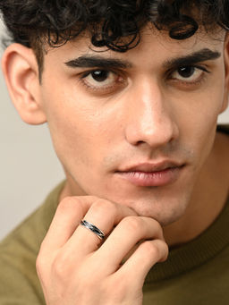 CLARA - 925 Silver Adjustable Oxidized Infinity Men Ring