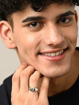 CLARA - 925 Silver Adjustable Platinum Plated Religious Ganesha Men Ring