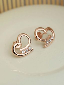Priyaasi - Sheer By Rose Gold Curled Heart Sterling Silver Studs