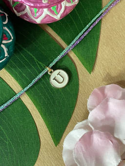 Digital Dress Room - U Letter White Initial Coin Pendant Thread Rakhi
