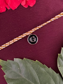 Digital Dress Room - G Letter Black Initial Coin Pendant Thread Rakhi