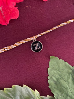 Digital Dress Room - Z Letter Black Initial Coin Pendant Thread Rakhi