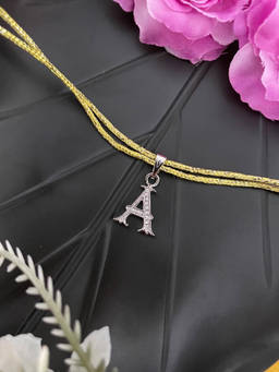 Digital Dress Room - A Roman Letter Silver Plated AD Initial Thread Rakhi