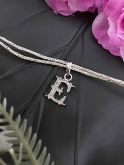 Digital Dress Room - E Roman Letter Silver Plated AD Initial Thread Rakhi