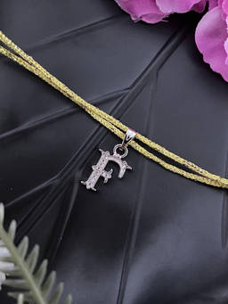 Digital Dress Room - F Roman Letter Silver Plated AD Initial Thread Rakhi
