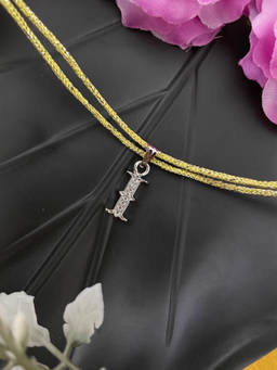 Digital Dress Room - I Roman Letter Silver Plated AD Initial Thread Rakhi
