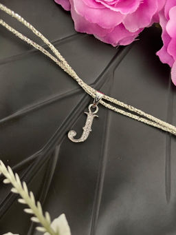 Digital Dress Room - J Roman Letter Silver Plated AD Initial Thread Rakhi