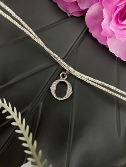 Digital Dress Room - O Roman Letter Silver Plated AD Initial Thread Rakhi