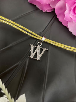 Digital Dress Room - W Roman Letter Silver Plated AD Initial Thread Rakhi