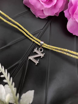 Digital Dress Room - Z Roman Letter Silver Plated AD Initial Thread Rakhi