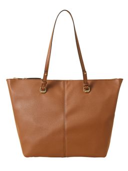 Accessorize London - Women's Faux Leather Brown Classic Shoulder Tote Bag