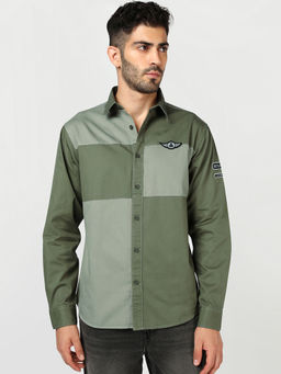 Bewakoof - Men's Olive Colorblock Shirt