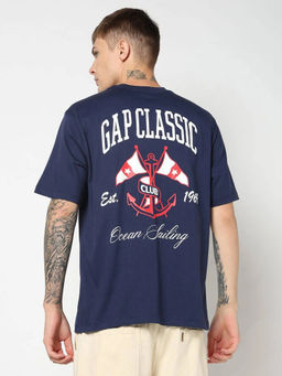 GAP - Men's Navy Blue Graphic Relaxed Fit T-Shirt