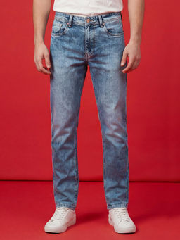 Being Human - Light Blue Relaxed Fit Mid Rise Men's Jeans