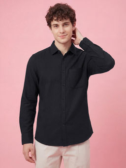 Being Human - Black Textured Full Sleeve Men's Shirt