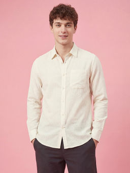Being Human - White Regular Fit Full Sleeve Men's Shirt