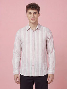 Being Human - Pink Stripes Regular Fit Full Sleeve Men's Shirt