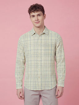 Being Human - Beige Regular Fit Full Sleeve Men's Shirt