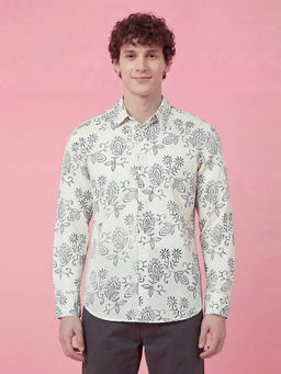 Being Human - White Ethnic Motifs Full Sleeve Men's Shirt