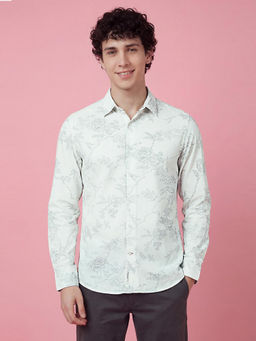 Being Human - White Floral Full Sleeve Men's Shirt