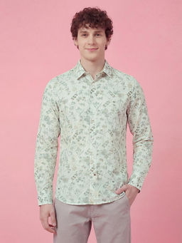 Being Human - White Floral Printed Full Sleeve Men's Shirt