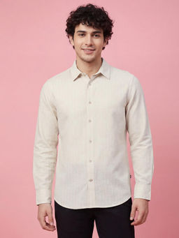 Being Human - Beige Regular Fit Full Sleeve Men's Shirt