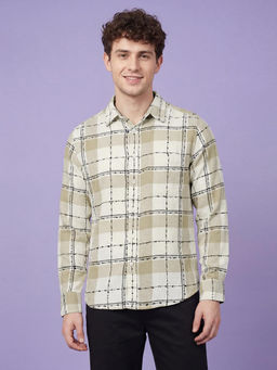 Being Human - Beige Checkered Full Sleeve Men's Shirt