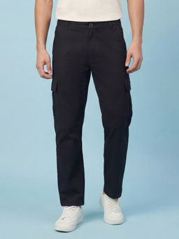 Being Human - Black Regular Fit Men's Mid Rise Cargos By Being Human Clothing