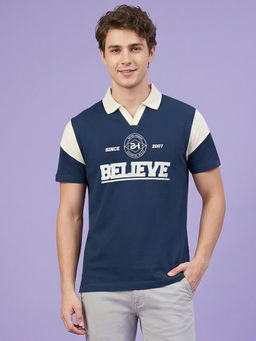 Being Human - Dark Blue Easy Fit Half Sleeve Polo Neck Men's T-Shirt