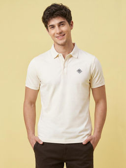 Being Human - Beige Regular Fit Half Sleeve Polo Neck Men's T-Shirt
