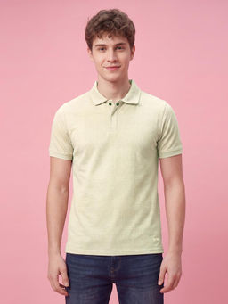 Being Human - Beige Textured Fit Half Sleeve Polo Neck Men's T-Shirt