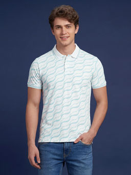 Being Human - Blue Printed Half Sleeve Polo Neck Men's T-Shirt