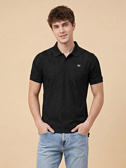 Being Human - Black Regular Fit Half Sleeve Polo Neck Men's T-Shirt