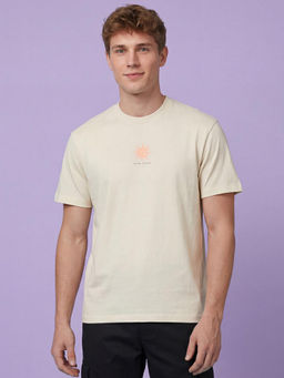 Being Human - Cream Easy Fit Half Sleeve Crew Neck Men's T-Shirt