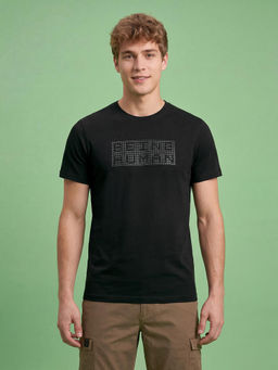 Being Human - Black Regular Fit Half Sleeve Crew Neck Men's T-Shirt