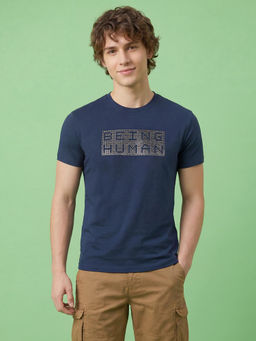 Being Human - Blue Regular Fit Half Sleeve Crew Neck Men's T-Shirt