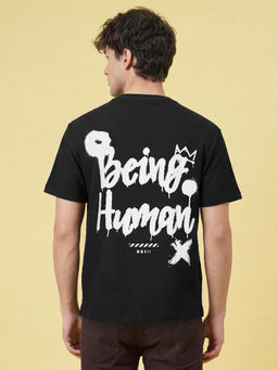 Being Human - Black Easy Fit Half Sleeve Crew Neck Men's T-Shirt