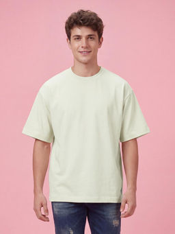 Being Human - Beige Oversized Fit Half Sleeve Crew Neck Men's T-Shirt