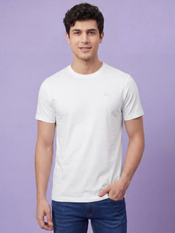 Being Human - White Solid Half Sleeve Crew Neck Men's T-Shirt