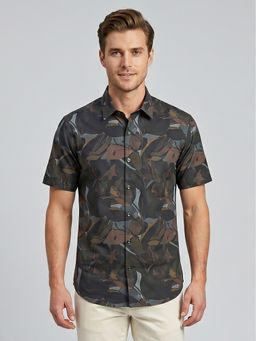 Charagh Din - Blended Short Sleeves Print Black Casual Shirt