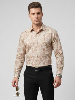 Charagh Din - Blended Long Sleeves Floral Print Beige Party Shirt